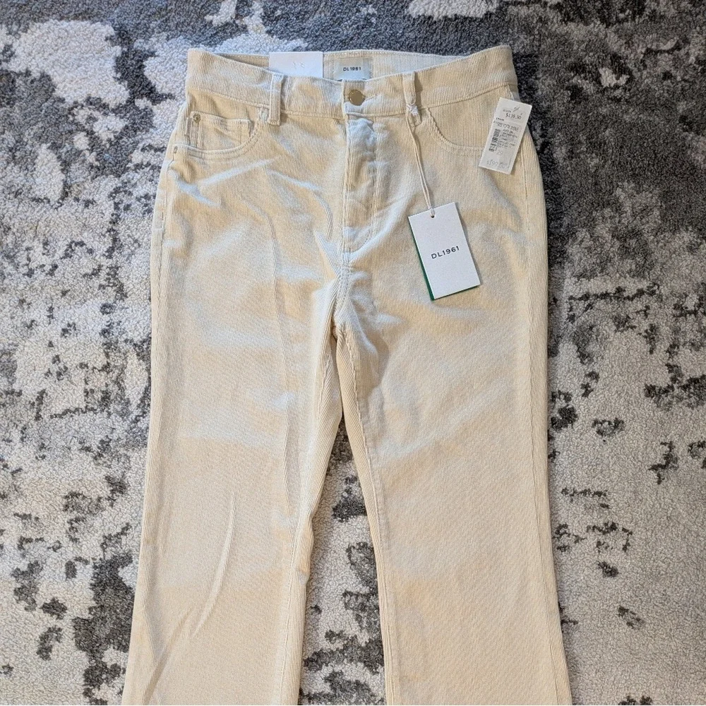 DL1961 Bridget Boot High Rise Instasculpt™ Corduroy Pants Cream Size 29" - Picture 3 of 7